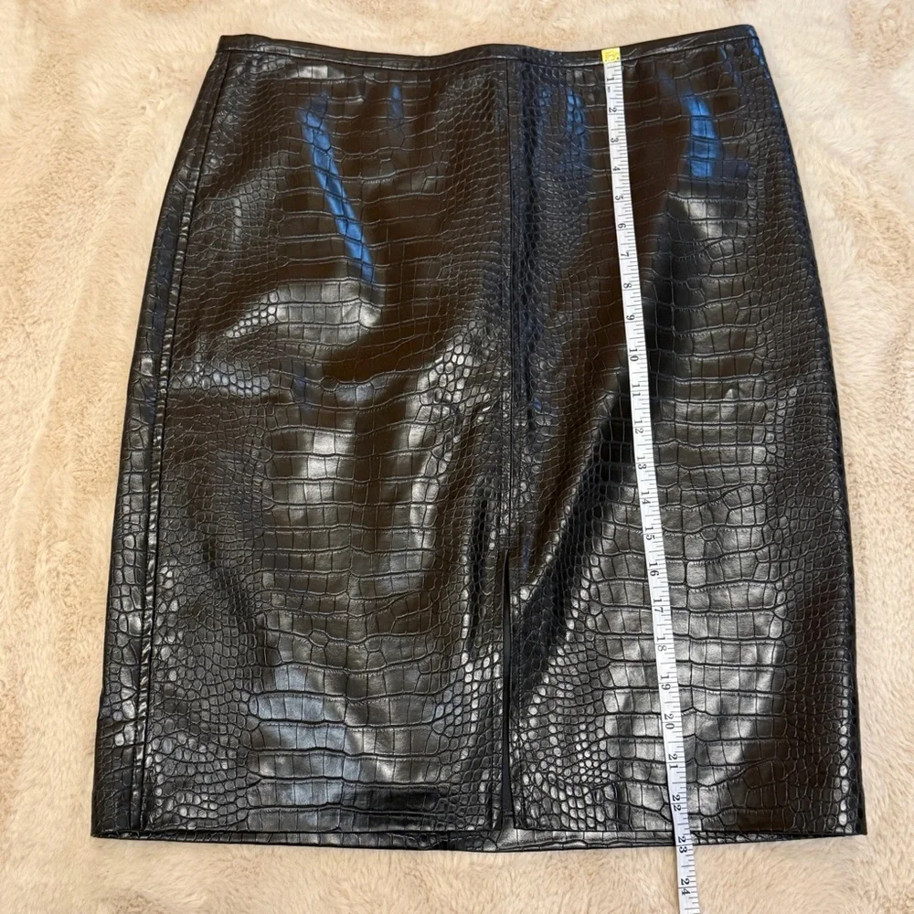 J Crew Black Croc-Embossed Pencil Skirt